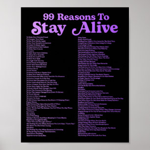 99 Reasons To Stay Alive Mental Health Cute Positi Poster