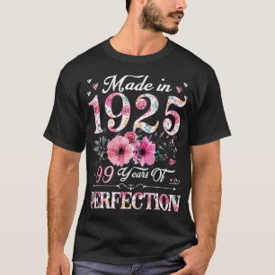 99 Year Old Made In 1925 Floral 99Th Birthday Gift T-Shirt