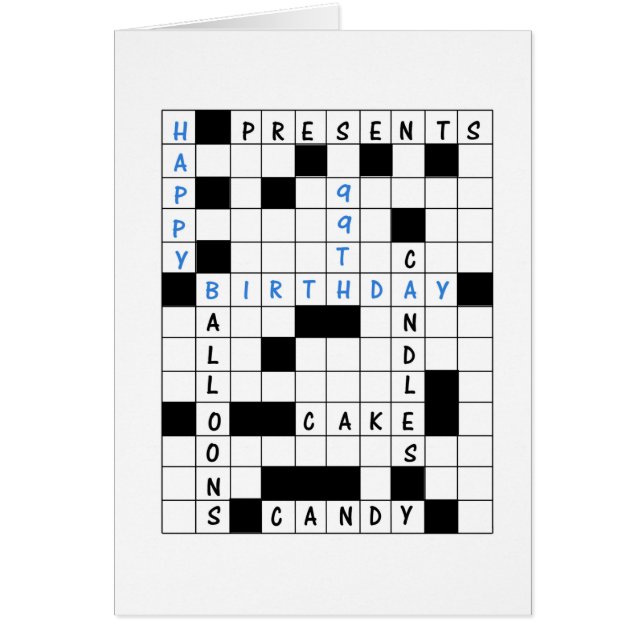 99e anniversaire, Crossword Puzzle (Devant)