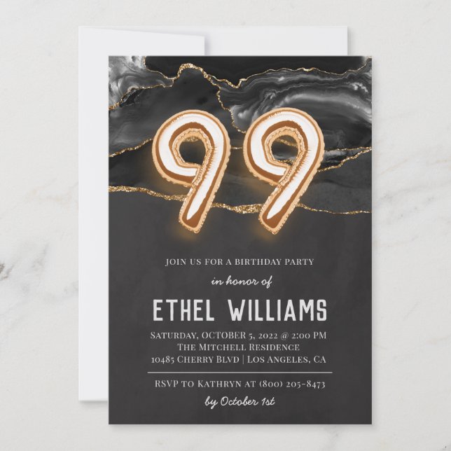 99e anniversaire de fête Invitation (Devant)