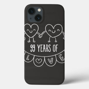 99th Anniversary Gift Chalk Hearts iPhone 13 Case