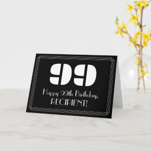 99th Birthday: Art Deco Inspired Look "99" & Name Card