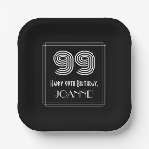 99th Birthday — Art Deco Inspired Look “99”  Paper Plate
