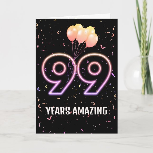 99th Birthday Balloons and Confetti Card (Front)