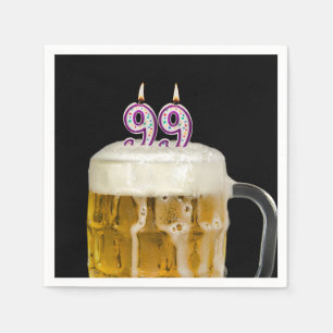 99th Birthday Beer on black Napkin