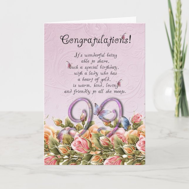 99th birthday card with butterflies and roses - co (Front)