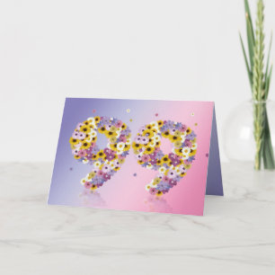 99th birthday card with flowery letters