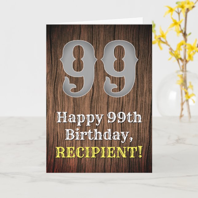 99th Birthday: Country Western Inspired Look, Name Card (Yellow Flower)