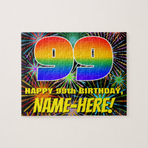 99th Birthday: Fun, Colourful Celebratory Firework Jigsaw Puzzle