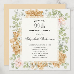 99th Birthday Invitation in Elegant Autumn Colours