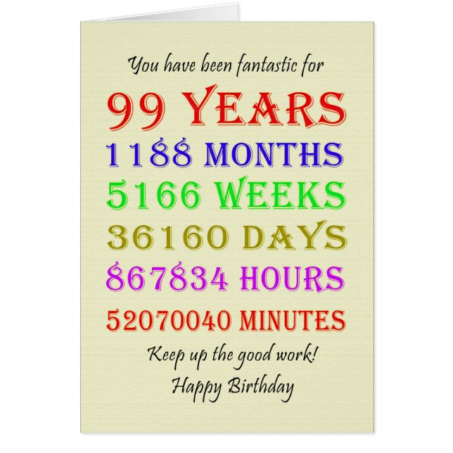 99th Birthday Milestones (Front)