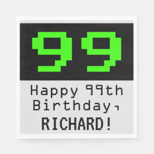 99th Birthday - Nerdy / Geeky Style "99" & Name Napkin