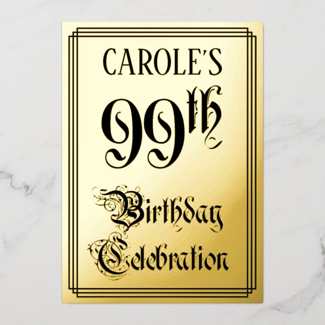 99th Birthday Party — Elegant Script + Custom Name (Front)