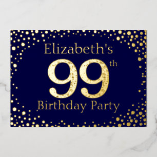 99th Birthday Party Foil Invitation