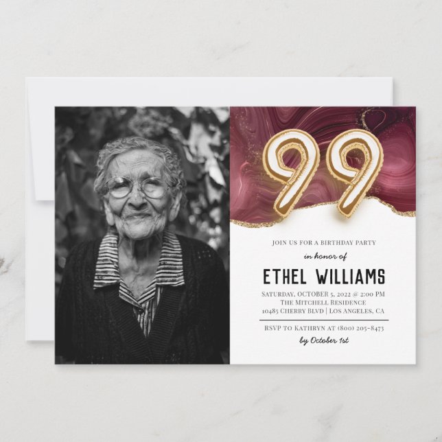 99th Birthday Party Invitation (Front)