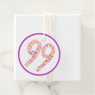 99th Birthday party purple yellow flower Favour Favour Tags