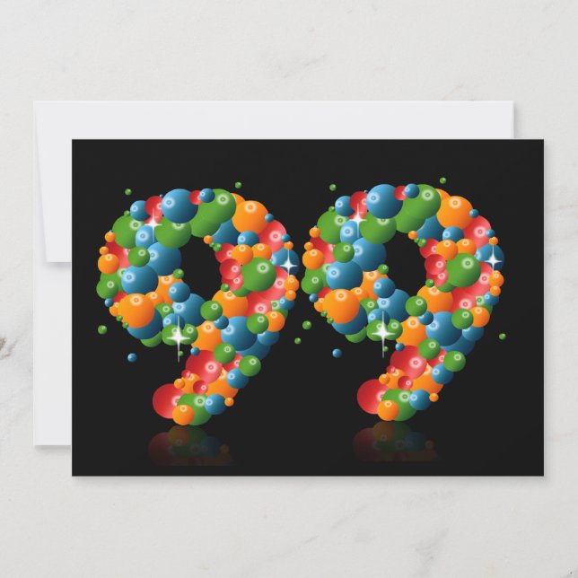 99th Birthday party, with bubbles and balls Invitation (Front)