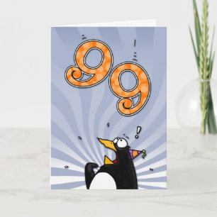 99th Birthday - Penguin Surprise Card