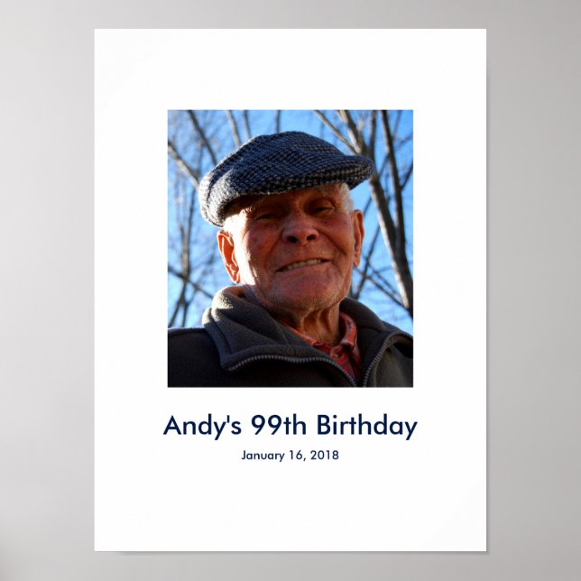 99th Birthday photo custom Sign In Party Board 99 (Front)