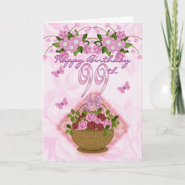 99th Birthday Special Lady, Roses And Flowers - 99 Card (Front)