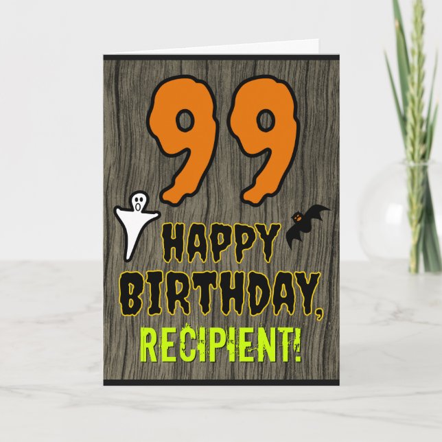 99th Birthday: Spooky Halloween Theme, Custom Name Card (Front)