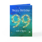 99th Birthday - Star Numbers - Blue Green - Age 99