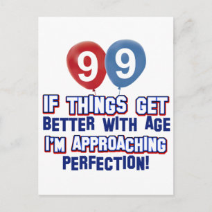 99th year old birthday design postcard