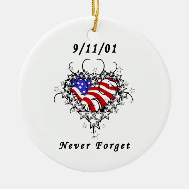 9/11/01 Patriotic Tattoo Ceramic Ornament (Front)