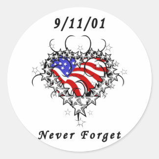 9/11/01 Patriotic Tattoo Classic Round Sticker