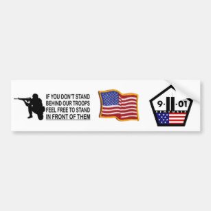 9/11 and Support Our Troops 2in1 Bumper Sticker