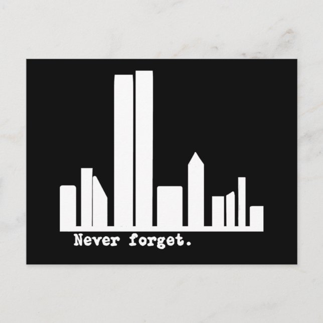 9-11 Never Forget NY Skyline Tshirts, Buttons Postcard (Front)