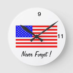 9-11 NEVER FORGET ROUND CLOCK