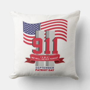 9.11 Patriot Day; Never Forget Throw Pillow