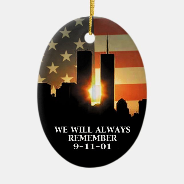 9-11 remember - We will never forget Ceramic Ornament (Front)