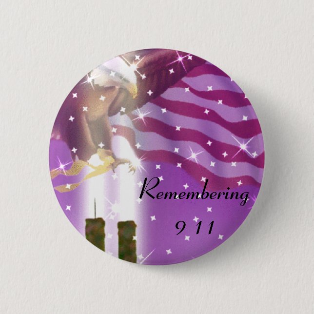 9-11 Remembered_ 2 Inch Round Button (Front)