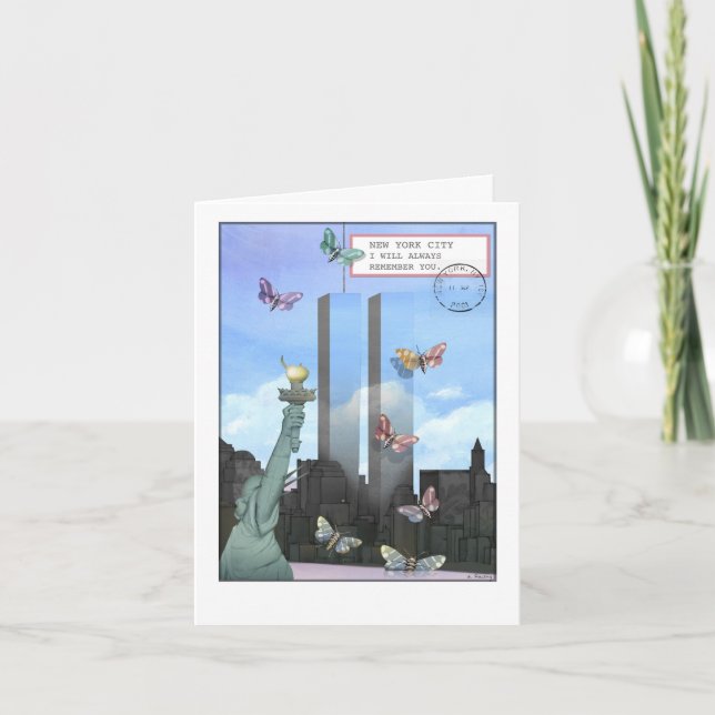 9/11 - The World Trade Centre in the daytime. Card (Front)