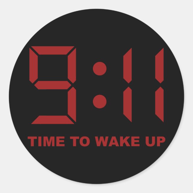 9:11 time to wake up classic round sticker (Front)