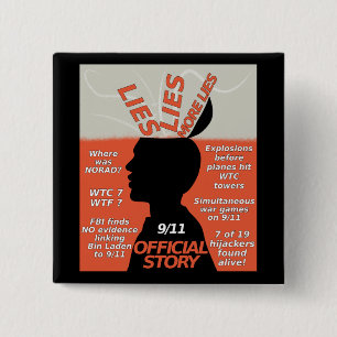 9-11 Truth Official Story Lies 2 Inch Square Button
