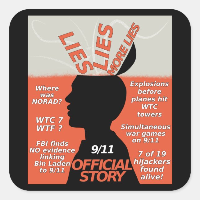 9-11 Truth Official Story Lies Square Sticker (Front)