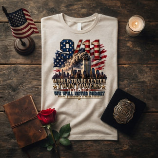 9/11 Twin Towers American Flag Tribute Tri-Blend Shirt