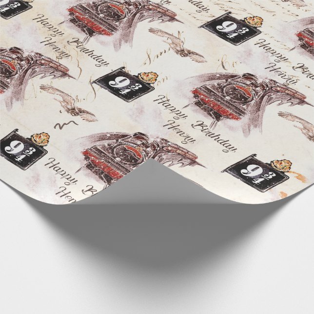9 3/4 Train Ride Boy's Birthday Gift Wrapping Paper (Corner)