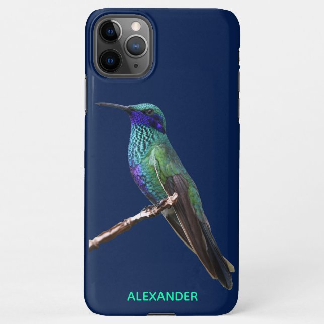 $9.50 Hummingbird Blue Personalized BUDGET iPhone Case (Back)