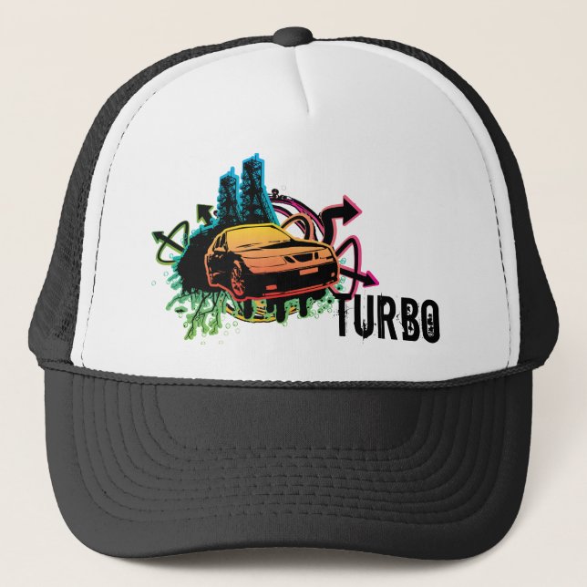 9-5-aero cutout grunge hat, turbo trucker hat (Front)