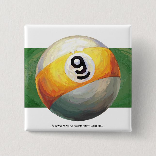 9 ball 2 inch square button (Front)