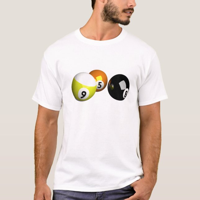 9 Ball 3D Pool Balls T-Shirt (Front)