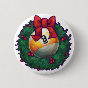 9 ball Christmas 2 Inch Round Button