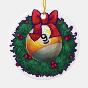 9 ball Christmas Ceramic Ornament
