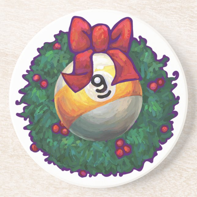9 ball Christmas Coaster (Front)