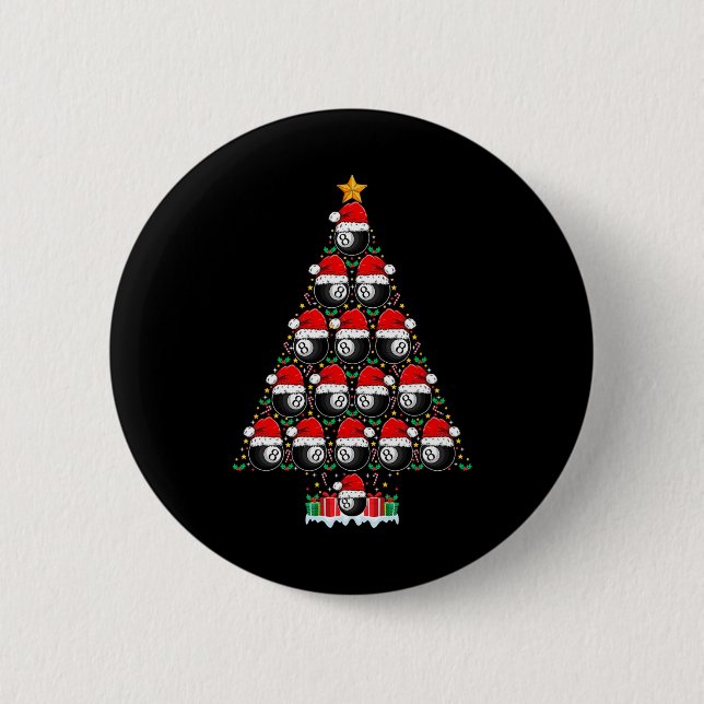 9 Ball Christmas Tree Light Pool Player Nine Ball  2 Inch Round Button (Front)