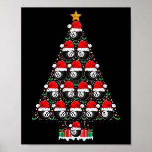 9 Ball Christmas Tree Light Pool Player Nine Ball Poster